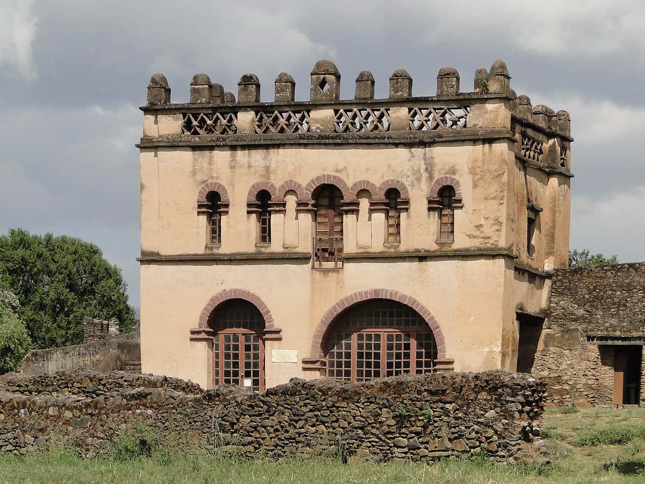 The arched, two-storey Library of Yohannes I inside the Fasil Ghebbi royal enclosure