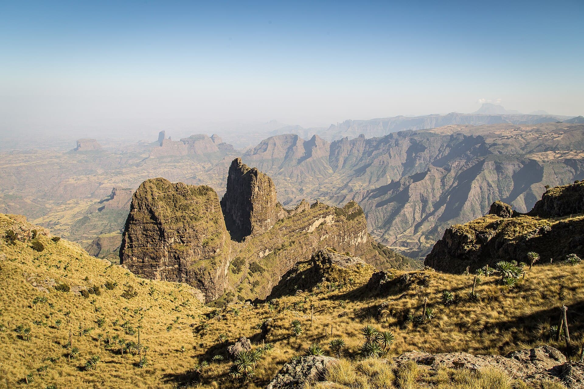 Jagged peaks and escarpment of the Simien Mountains National Park