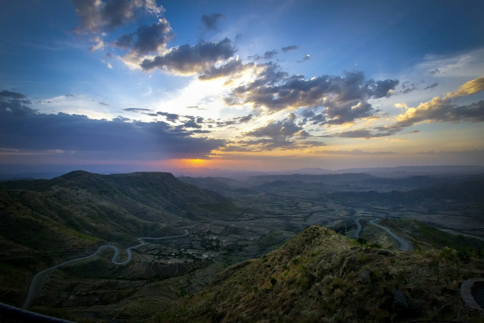 Ethiopian highlands at sunset